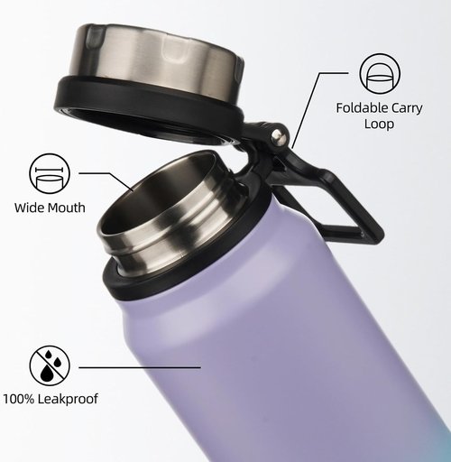 BJPKPK 32oz Insulated Water Bottle - BPA-Free Stainless Steel Travel Flask in Lavender Green