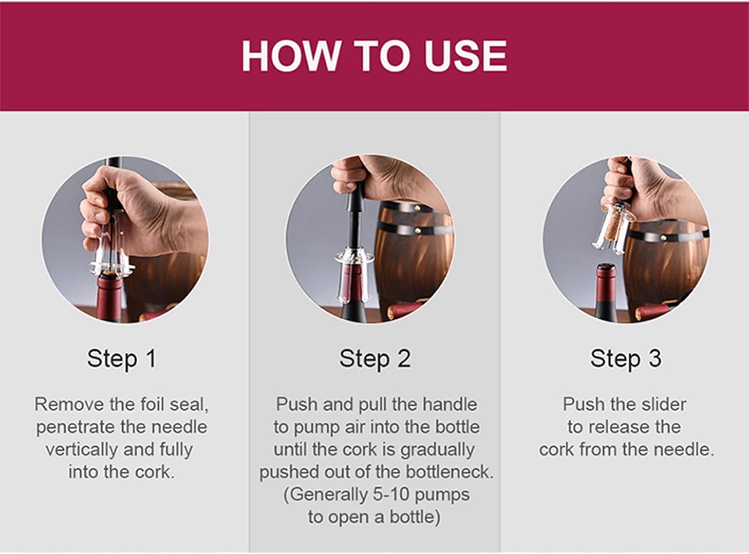 Wine Opener Set, IPEROT Air Pressure Pump Bottle Opener with Foil Cutter, Aerator Pourer, Vacuum Stopper(4PCS), Simple Cork Remover, Efficient Corkscrew Bottle Opener, Great for Wine Lovers