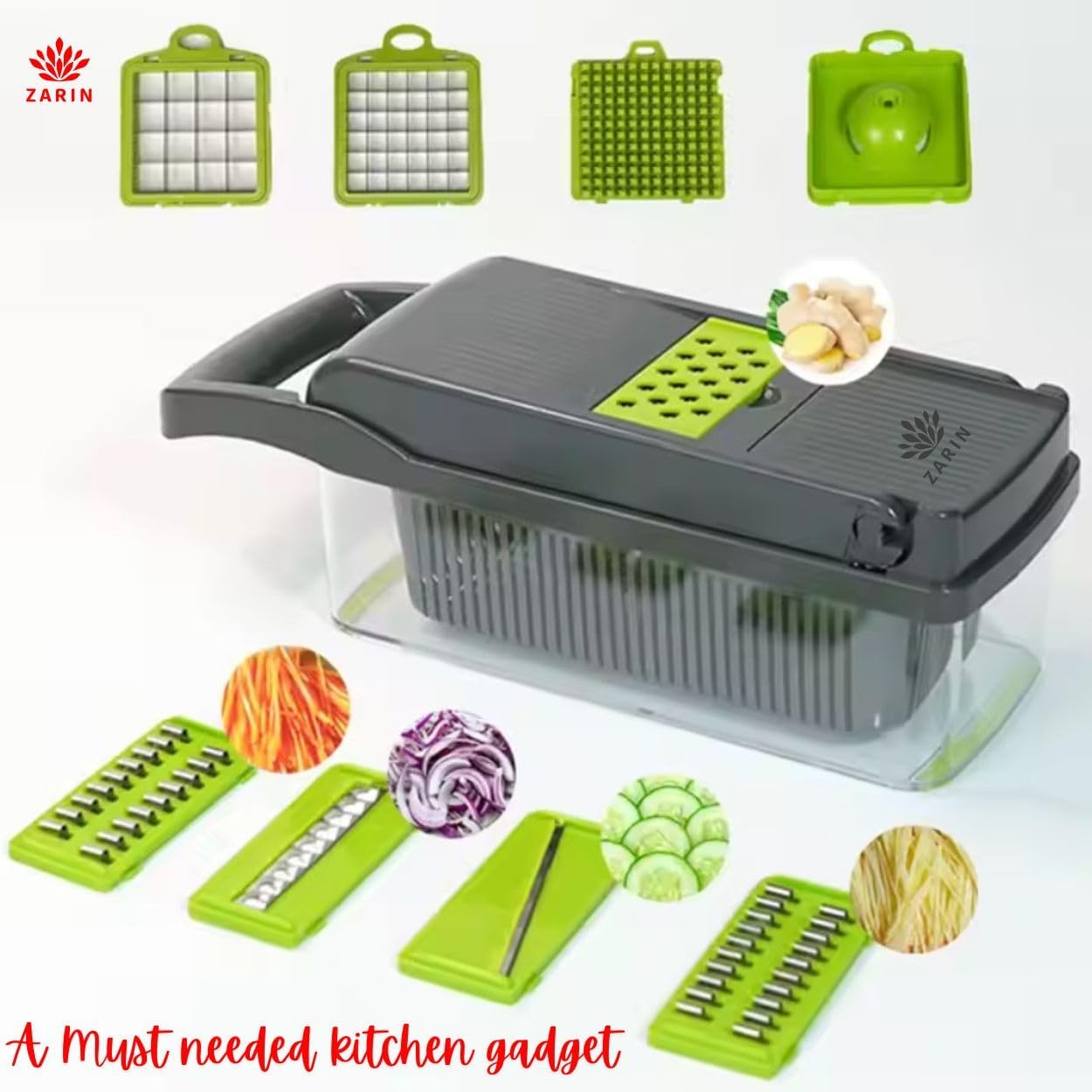 ZARIN 16-in-1 Vegetable Chopper & Slicer - Multi-Function Kitchen Gadget for Effortless Meal Prep