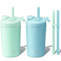 Fimibuke Kids' Spill-Proof Straw Cups - 10 OZ Insulated Tumbler Set with Silicone Straw & Leak-Proof Lid | 2 Pack