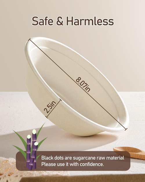 Dynta 110 Pack 32oz Paper Bowls, Large Compostable Disposable Bowls for Salads, Soups & Dog Feeding | Microwave & Freezer Safe(Natural Brown)