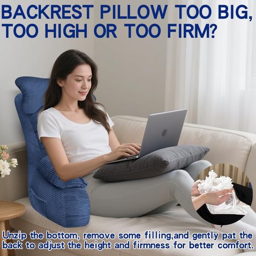 YDCEULARDOH Reading Pillow for Bed Adult – Large Bed Pillow with Arms, Supportive Back Pillow for Sitting Up in Bed for Reading, Watching TV, or Gaming