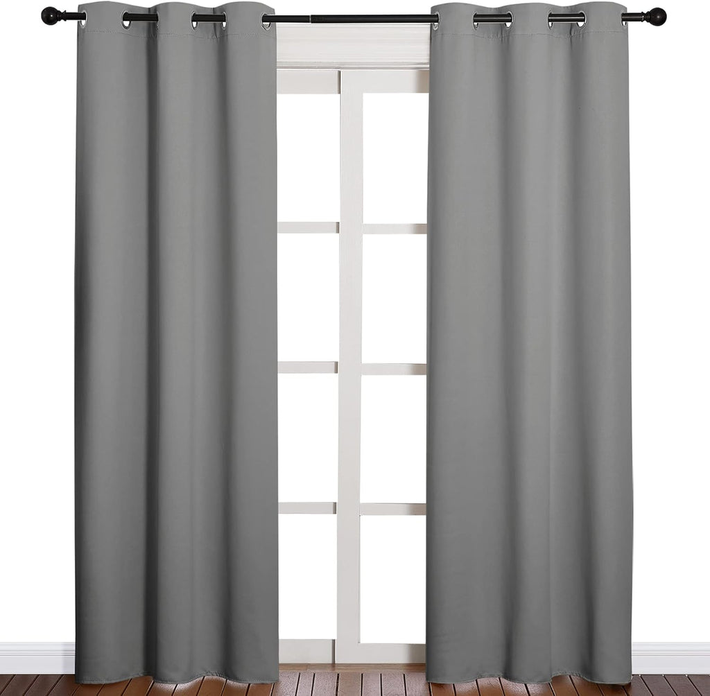 NICETOWN Thermal Insulated Blackout Curtains - Silver Grey Grommet Drapes for Office & Nursery | 2 Panels (W42 x L84-Inch)
