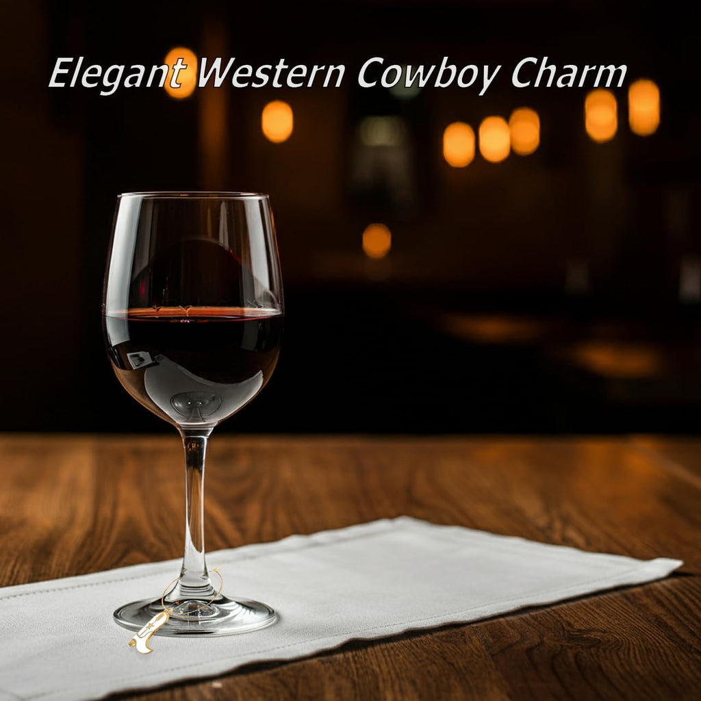 Sopopal Set of 6 Cute Wine Glass Charms Cowboy Boots Hats Funny Wine Markers for Stem Glasses Party Favors Decorations