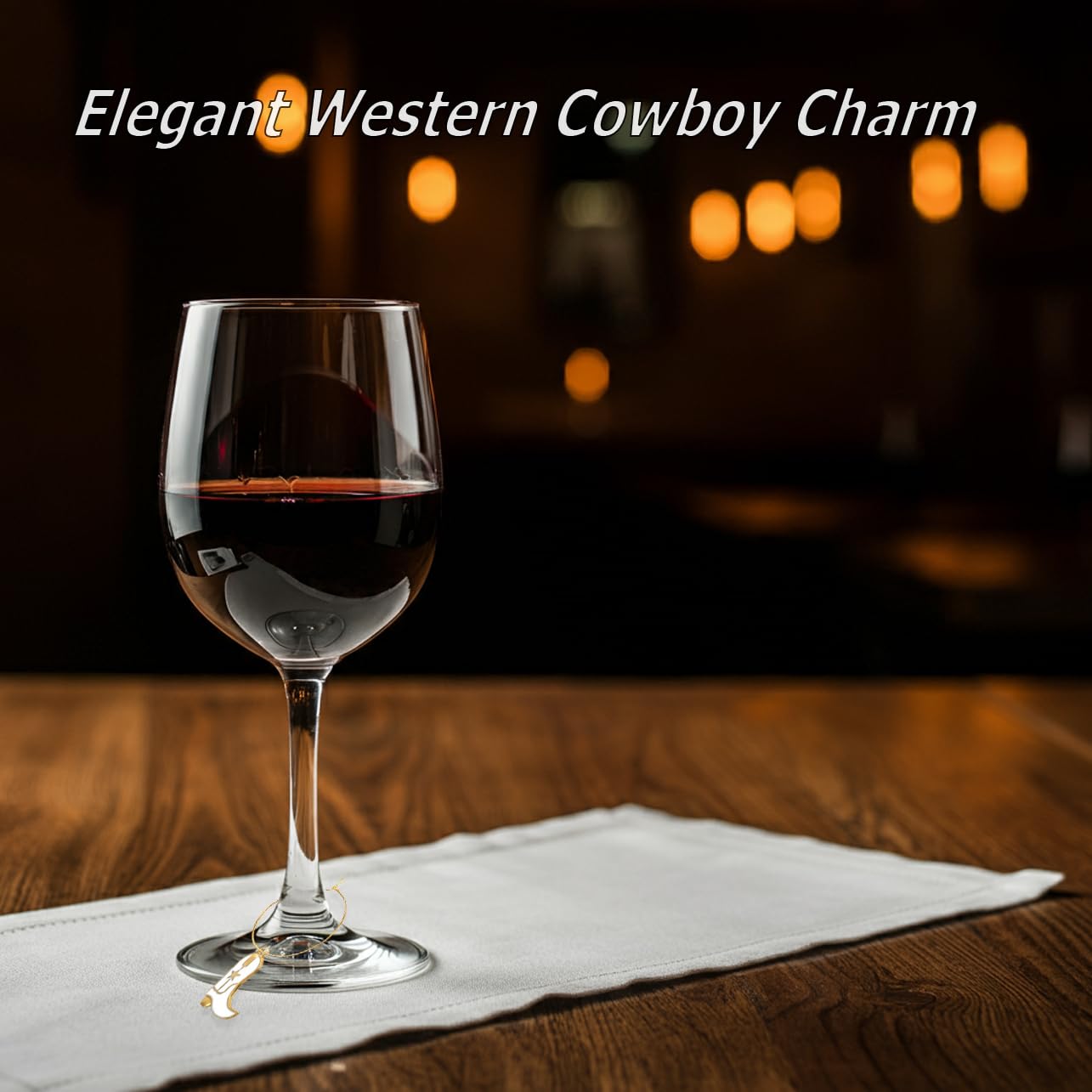 Sopopal Set of 6 Cute Wine Glass Charms Cowboy Boots Hats Funny Wine Markers for Stem Glasses Party Favors Decorations