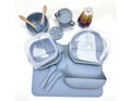 No-Mess Baby Feeding Set — Strong Suction Bowls + Soft Spoons (8-Piece) (Blue)