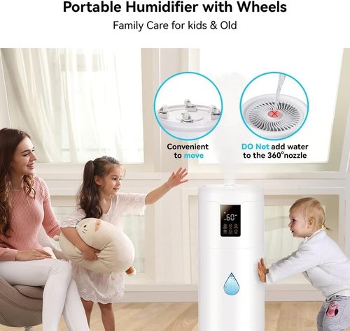 Humidifiers | Large 17L/4.5Gal Humidifier for Home & Office - 360° Nozzle & 4 Speed Mist
