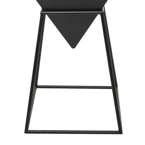 Deco 79 Wood Geometric Inverted Pyramid Accent Table with Black Metal Stand, 14" x 14" x 24", Black
