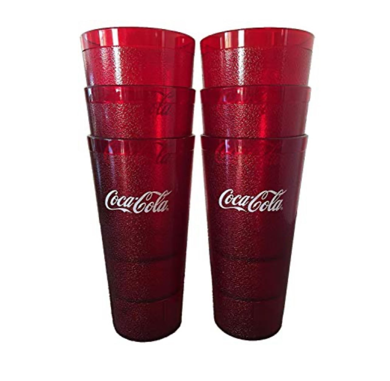 Restaurant Red Plastic Tumblers 16oz, Pack of 6,