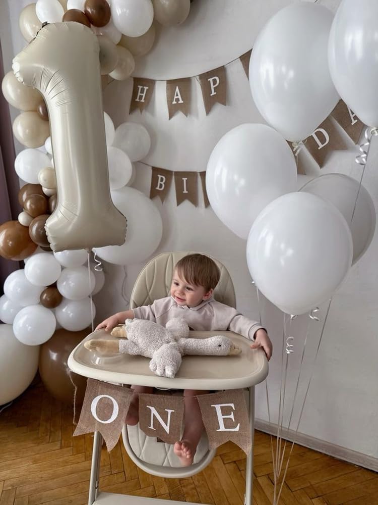 Number Balloons - 40 Inch Cream White 1 Balloon for 1st Birthday Party Decorations | Baby Shower Photo Shoot