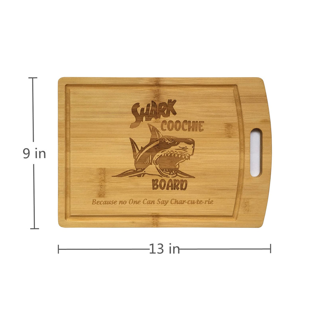 Shark Coochie Charcuterie Boards/Bamboo Cutting Board/With Juice Grooves/Laser Engraved Pattern/Charcuterie Board (13x9 in)