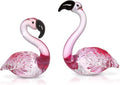 LONGWIN Handmade Art Glass Flamingo Figurines - Hand Blown Collectible Sculptures for Home & Wedding Decor | Set of 2