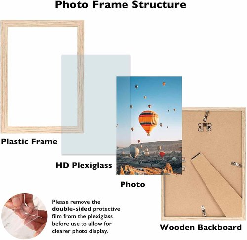 JCJMY 9x11 Picture Frame - Versatile Wall & Tabletop Display | Shatter-Resistant Plexiglass, Natural Finish