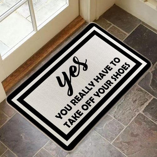 RYKEEN Yes You Really Have to Take Off Your Shoes Door Mat 17 x 30 Inch Funny Shoes Take Them Off Mats Easy to Clean, Waterpoof Doormats for Front Door Entance, Outside Indoor Door Mats (Gray)