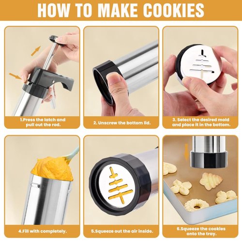 Cookie Press Gun Kit, Spritz Cookie Press for Baking Icing Gun with 13 Cookies Discs and 8 Piping Tips for DIY Christmas Cookies, DIY Biscuit, Decorating Baking Supplies