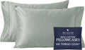 Beckham Hotel Collection Pillowcases - Queen Size Set of 2 | Cool Touch Cotton Sateen, 500TC, Aqua Gray