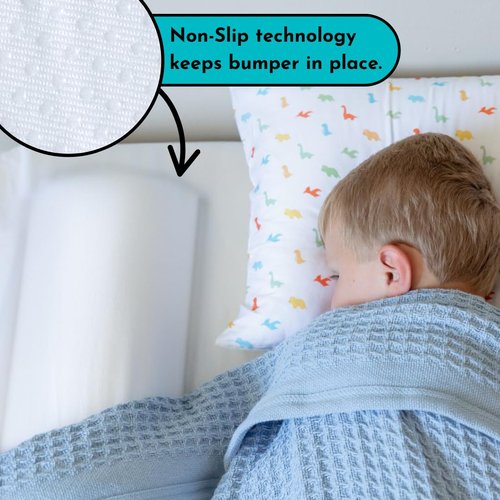 Toddler Bed Bumper Guard – Soft Foam Safety Bed Rail for Toddlers with Non-Slip Cover – Child Sleep Barrier for Twin, Full, Queen & King Mattress – Washable Kids Protection for Home or RV (1 Pack)
