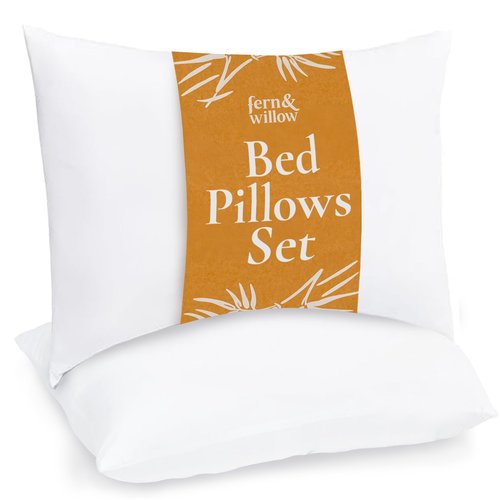 Fern and Willow Queen Size Bed Pillows - Set of 2, 28"x20" - Luxurious Ultra-Soft Cooling Pillow - Hotel Quality, Down Alternative Fill - Ideal Gift for Side, Back & Stomach Sleepers