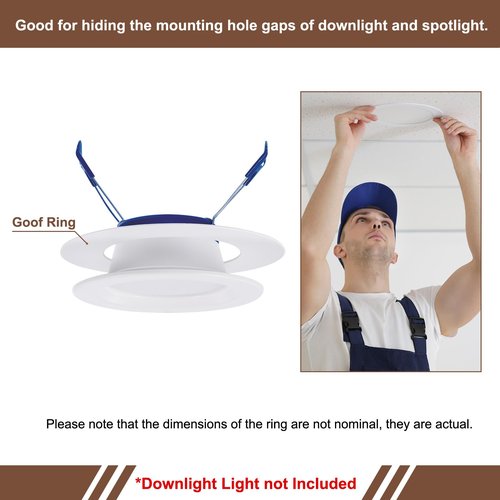 Awclub Goof Trim Ring, 2 Pack 3.4-Inch x 4.7-Inch (ID x OD) for Recessed Can Downlights for Ceiling Light Fixtures, Matte White, Steel Construction