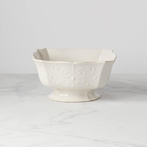 Lenox French Perle Footed Centerpiece Bowl, White -