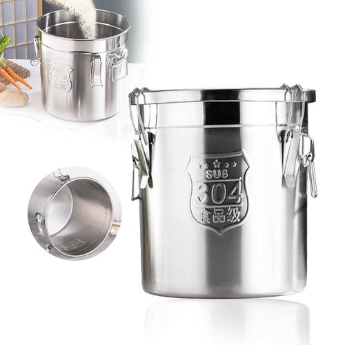 CNCEST Stainless Steel Airtight Canister for Kitchen, Rice Cereal Grain Canisters Container for Household Kitchen Food Bean Flour Oil Sugar Milk Cookie Storager Bucket w/Handles Lid (12L)