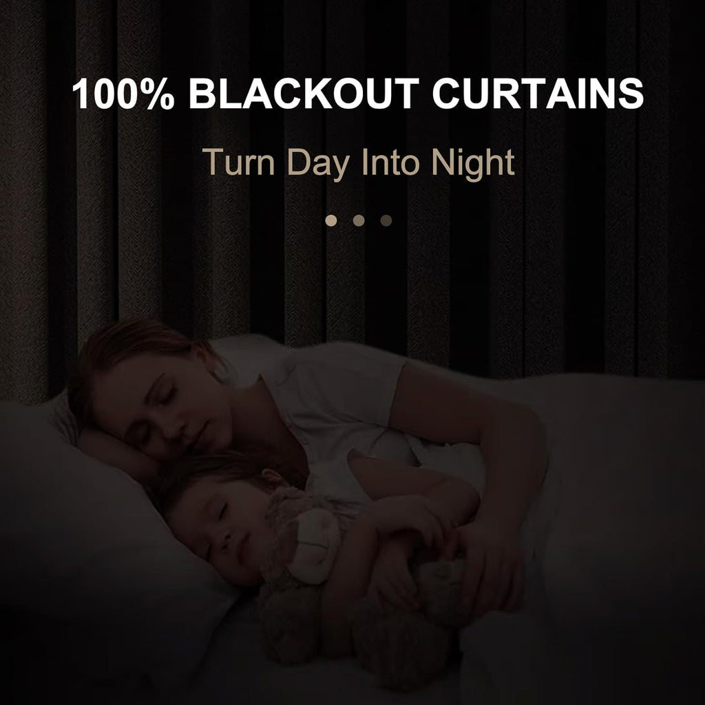 Skiennix Blackout Curtains - 100% Blackout Thermal Insulated Drapes | Olive Green, 50" W x 102" L, 2 Panels Set