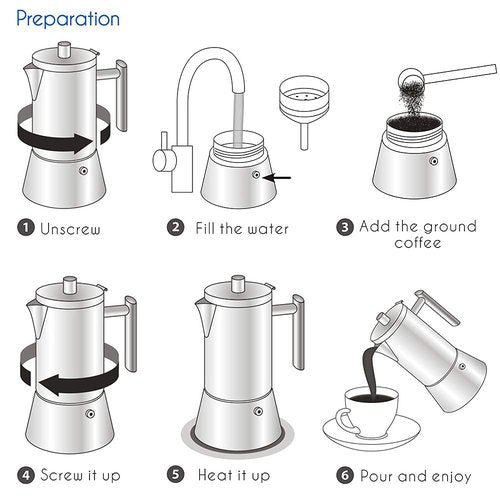 Easyworkz Diego Stovetop Espresso Maker, Bundled With Stainless Steel Espresso Cup 2pcs Set Double Wall Insulated Metal Demitasse Cups