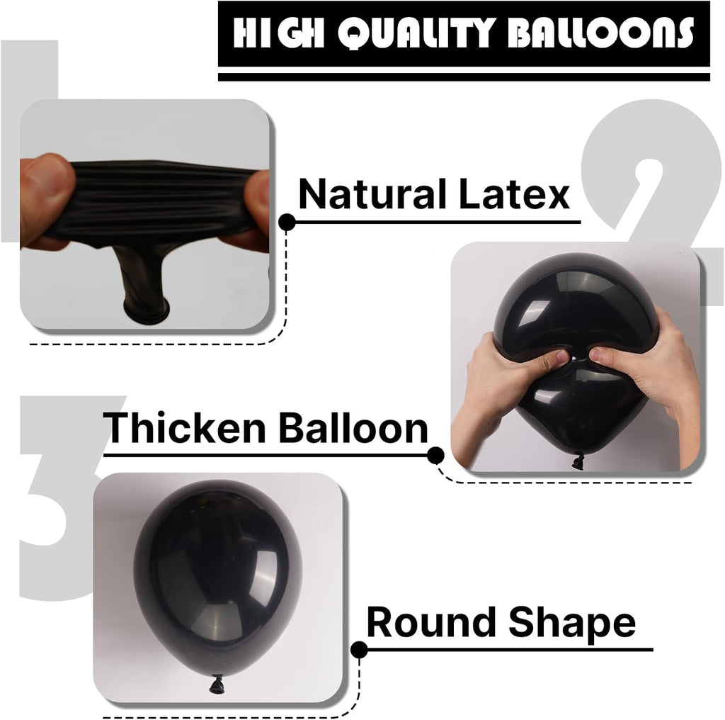 PartyWoo Black Balloons - 128-Piece Arch Kit with Various Sizes for Baby Showers, Birthdays & Anniversaries