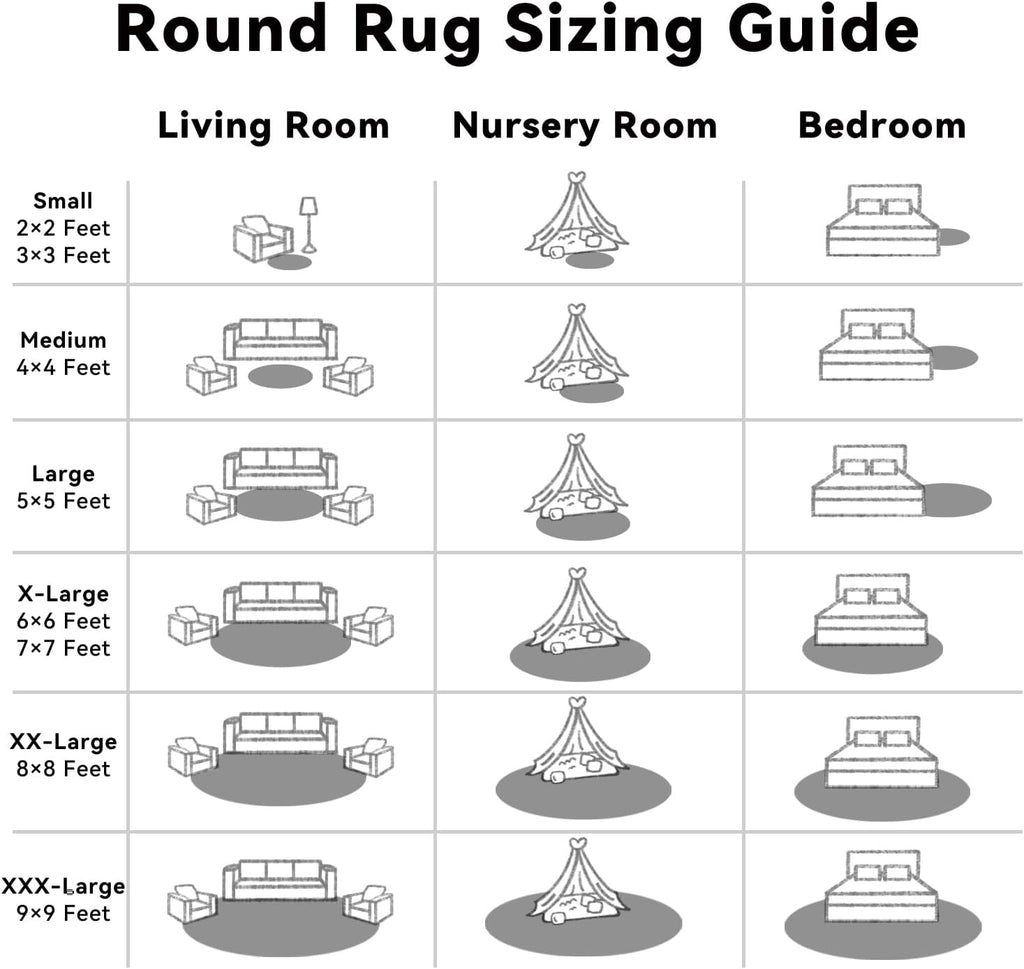 OLANLY Grey Round Rug - Soft, Fluffy Shaggy Carpet for Bedroom | 2 ft Machine Washable Area Rug