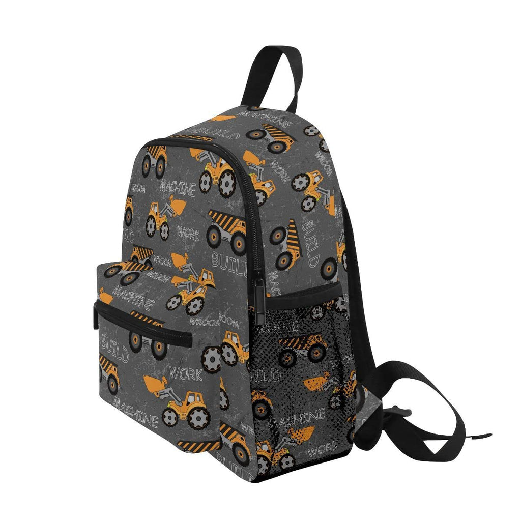 linqin Toddler Backpack for Boys Construction Truck Tractor Backpack Toddler Boys Preschool Bookbag Children Mini Travel Bag for Kids 3-8