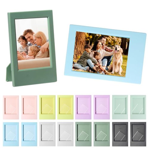 Ukontagood 16 Pack 2x3 Picture Frame for Fujifilm Instax Mini Polaroid Film, 8 Colors Mini Picture Frames with Stand, 3 Inch Polaroid Picture Frame for Home & Office Tabletop Display