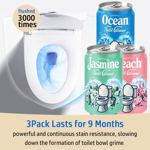 **Beverage Can Toilet Bowl Cleaner - Long-Lasting Automatic Stain Prevention | Ocean, Jasmine & Peach Scent**