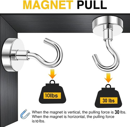 DIYMAG Magnetic Hooks - Heavy Duty 30lbs Strength | 10 Pack for Cruise Cabins, Kitchens & More