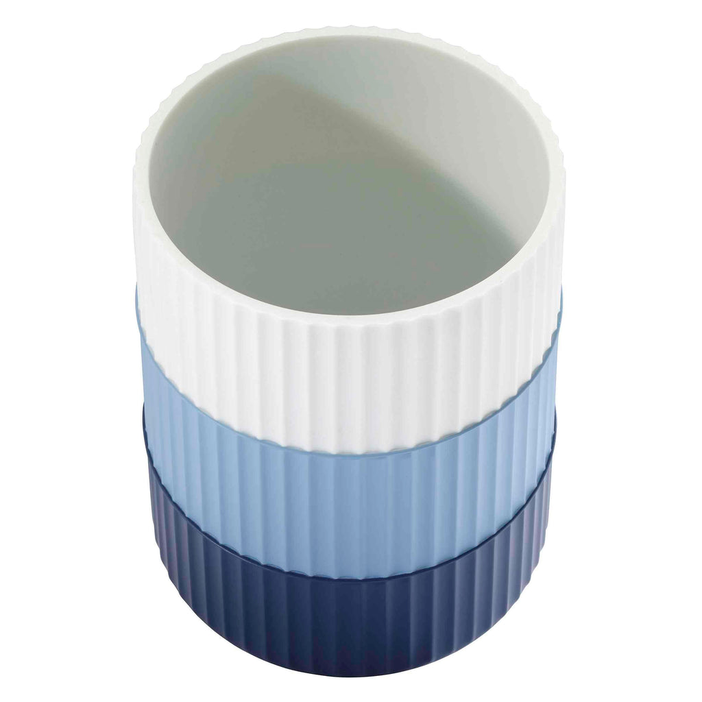 IZOD - Wastebasket, Trash Can for Home, Resin Bathroom Accessories, Dorm Room Essentials, Striped Bathroom Decor (Clubhouse Collection, Blue)