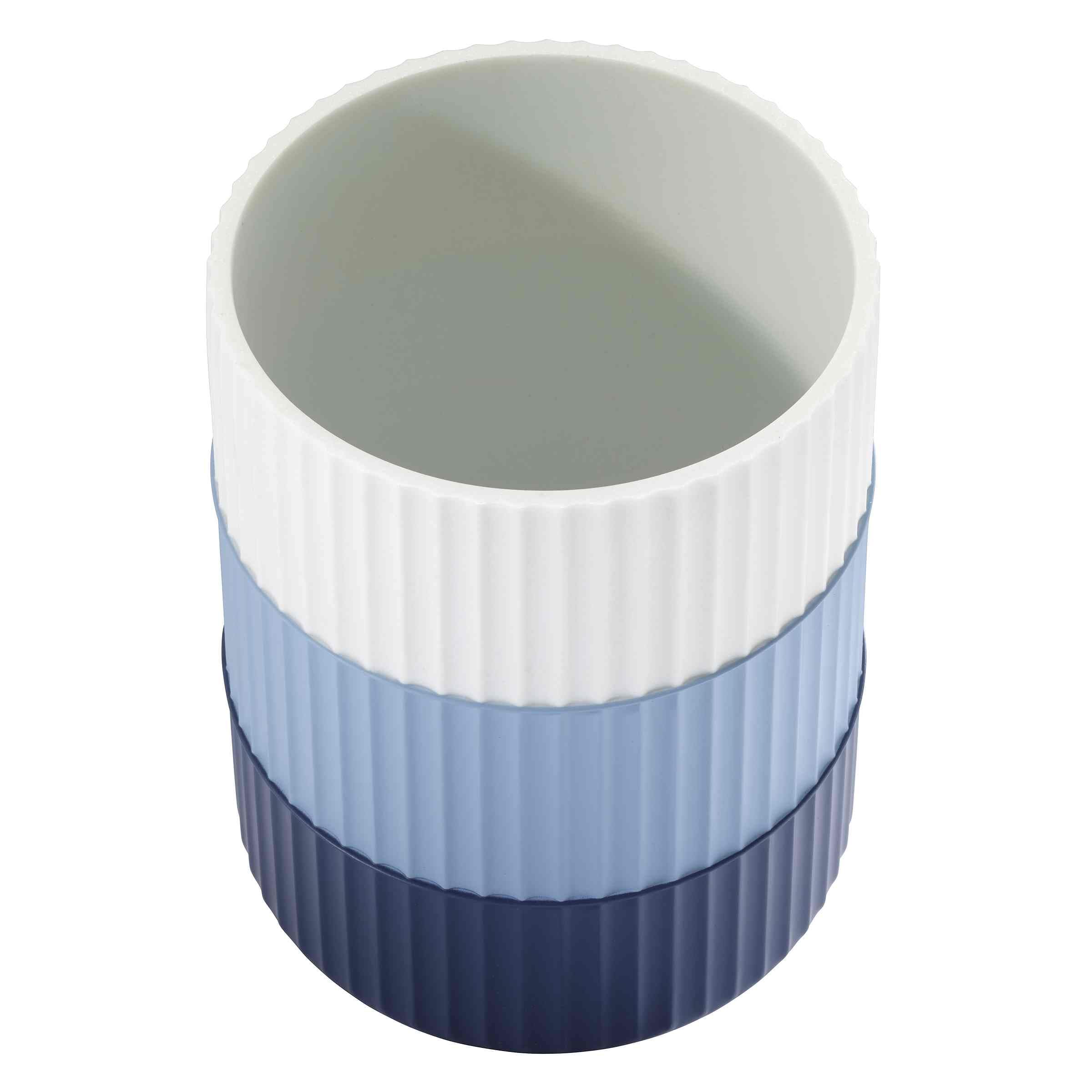IZOD - Wastebasket, Trash Can for Home, Resin Bathroom Accessories, Dorm Room Essentials, Striped Bathroom Decor (Clubhouse Collection, Blue)