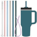 Lpaacat Silicone Straws for 40oz Stanley Cup,5 Pack Reusable Long Rubber Drinking Straw with Cleaning Brush for 20/30/50/64 oz Tumbler