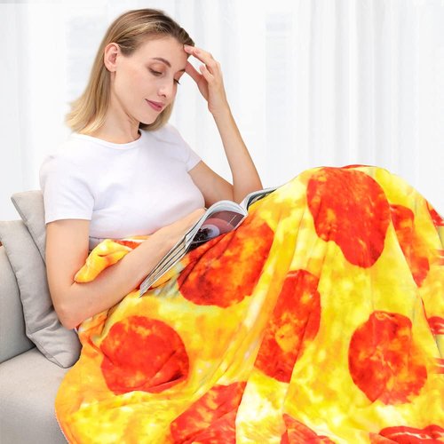 hatisan 71 inch Pizza Blanket Adult Size Double Sided, Food Blanket Pizza for Adult Kids, Funny Blankets Double Sided Realistic Food Throw Blanket Kids Throw Blanke for Everyone