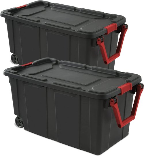 Heavy-Duty Plastic Storage Bins by [Brand Name] - 40 Gallon Capacity, Stackable with Durable Lids & Secure Latching Buckles | 2 Pack