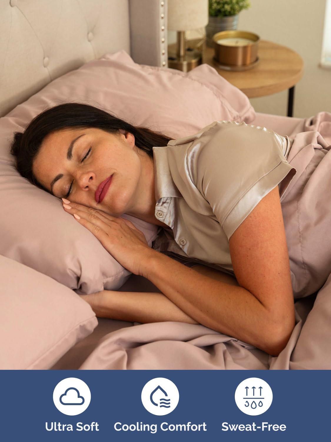 Skiennix Extra Deep Twin Sheet Set - 4 Piece Breathable Cooling Bedding - Soft Wrinkle-Free Mauve