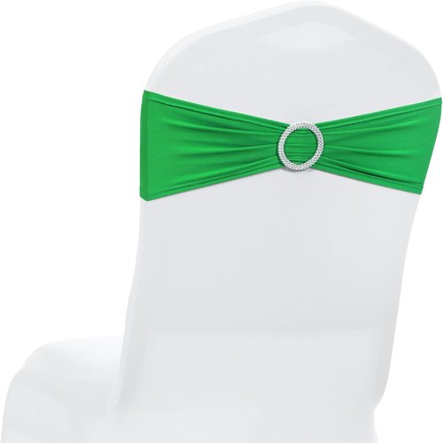 MDS Spandex Chair Sashes - Universal Fit Elastic Stretch Ties with Buckle for Weddings | Light Green - Pack of 25