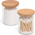 BKYFPQ Glass Qtip Holder Dispenser Set - Stylish Apothecary Jars with Lids | Vanity Makeup Organizer
