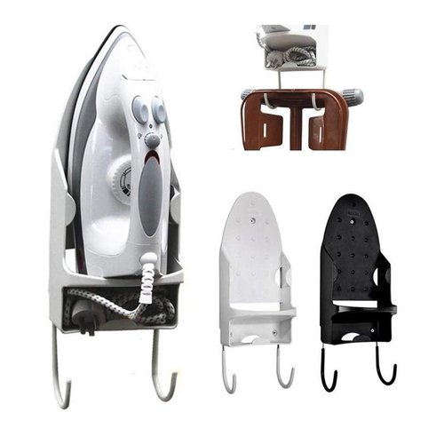 Ironing Board Hanger Wall Mount Electric Iron Holder Household Bathroom Shelf Holder Rack Electric Iron Holder - for Max 5.3 inch Width(White)