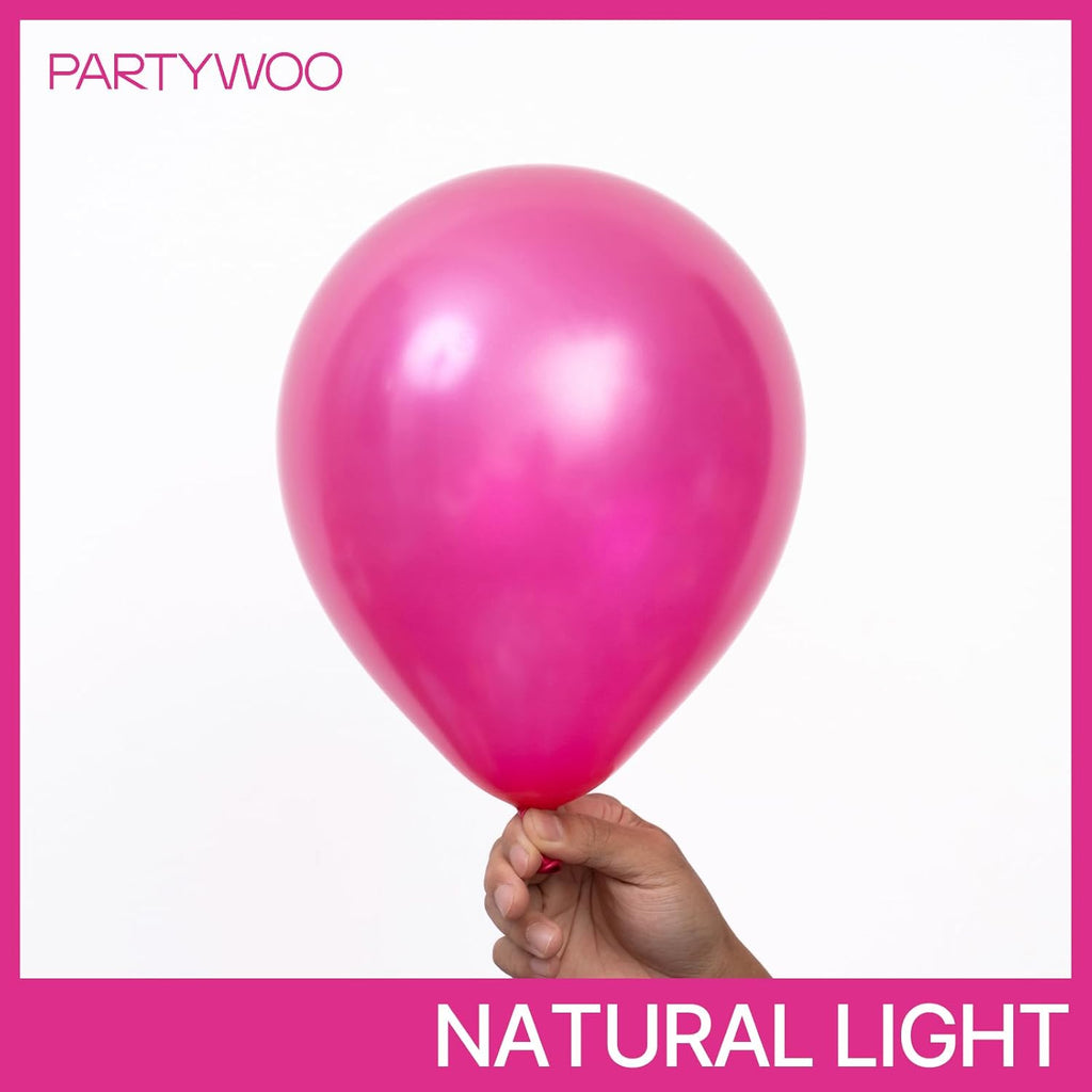 PartyWoo Pearl Hot Pink Balloons - 140-Piece Arch Kit with Various Sizes for Bridal & Birthday Celebrations