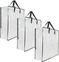 Skiennix Clear Storage Bags - 3 Pack Zippered Organizers with Handles for Blankets & Bedding