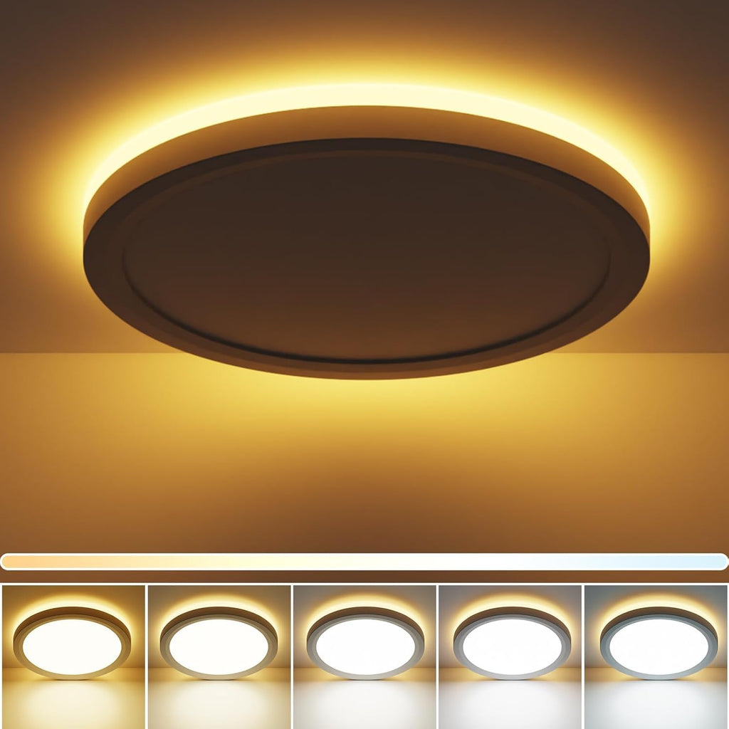 Skiennix 19-Inch LED Flush Mount Ceiling Light - 36W, 3960LM, Night Light Feature | Large Round White Fixture for Bedroom, Bathroom, Kitchen