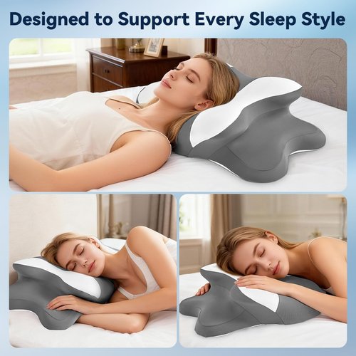 Sleep Apnea Pillow with Neck Pain & Snoring Relief -Orthopedic Cervical Pillow, Ergonomic Contour Memory Foam Pillow for Side, Back,Stomach Sleepers,Dreamers Relief,Medium Firm Support(Queen Size)