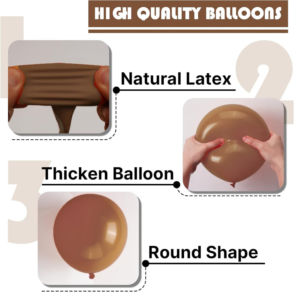 PartyWoo Brown Balloons - 120pcs Boho Neutral Fall Arch Kit | 18", 12", 10", 5" Sizes for Birthday & Baby Shower