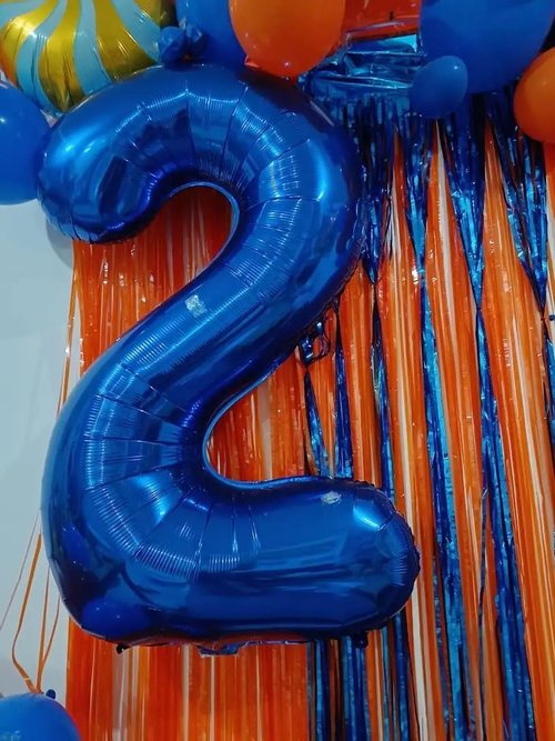 Metallic Blue Number 2 Balloon - 40 Inch 2nd Birthday Decoration for Boys & Girls