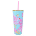 Lilly Pulitzer Double Wall Tumbler with Lid and Reusable Straw, Insulated Travel Cup Holds 24 Ounces (Royal Coral)