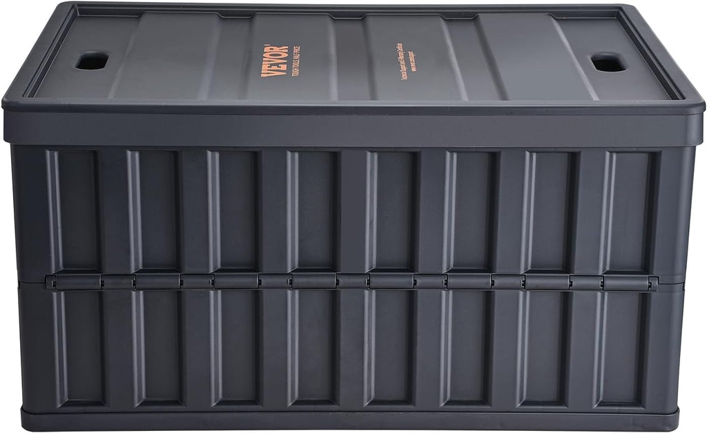 VEVOR 65L Collapsible Storage Bins - Stackable Utility Crates with Lids for Organizing Tools & More
